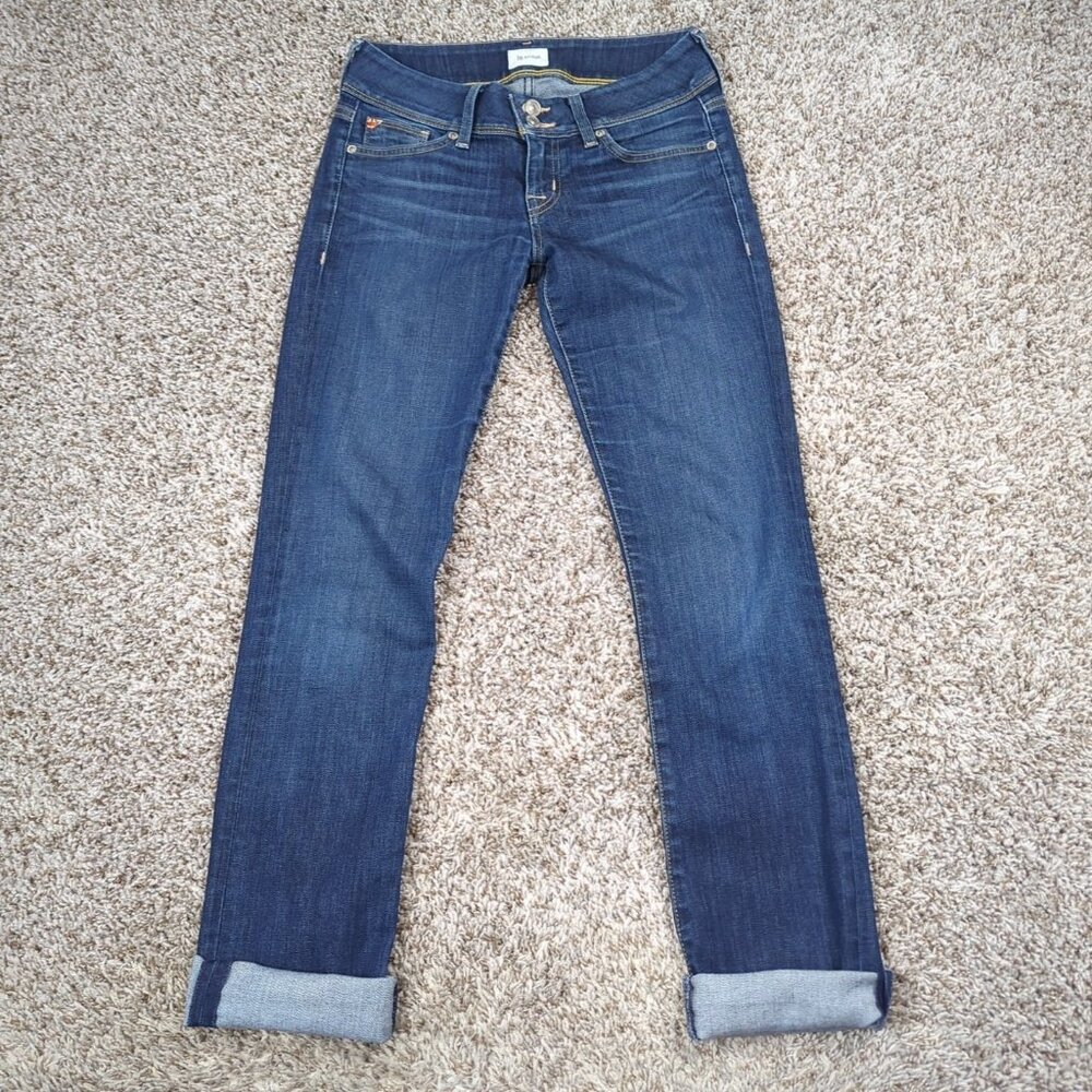 Hudson Ginny Crop Straight w/ Cuff Jeans Women's 26 Blue Stretch Low Rise